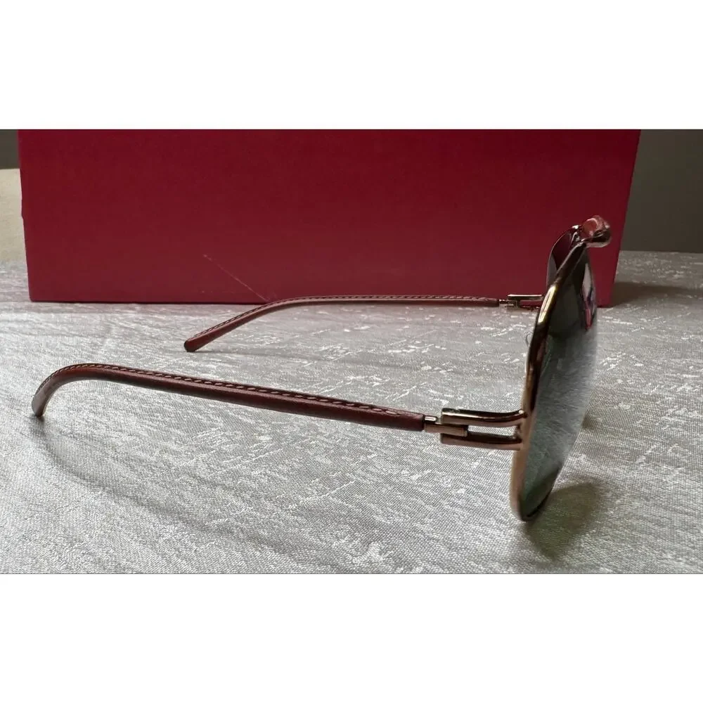 Ermenegildo Zegna Vintage Leather Aviator Sunglasses, Oversized, Made in Italy